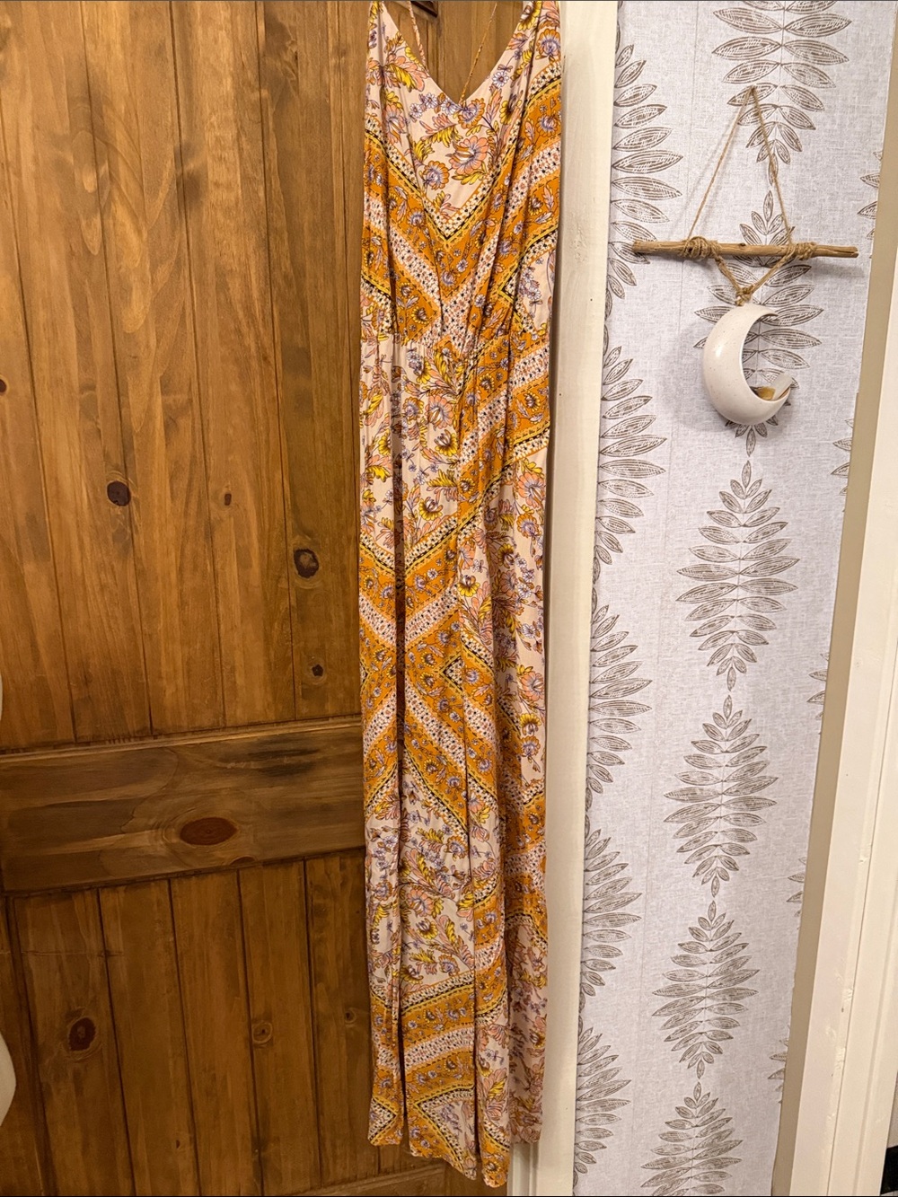 Boho Floral Print Jumpsuit in Mustard & Cream